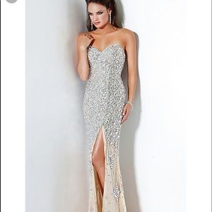 New Jovani silver nude sequins diamond dress💎